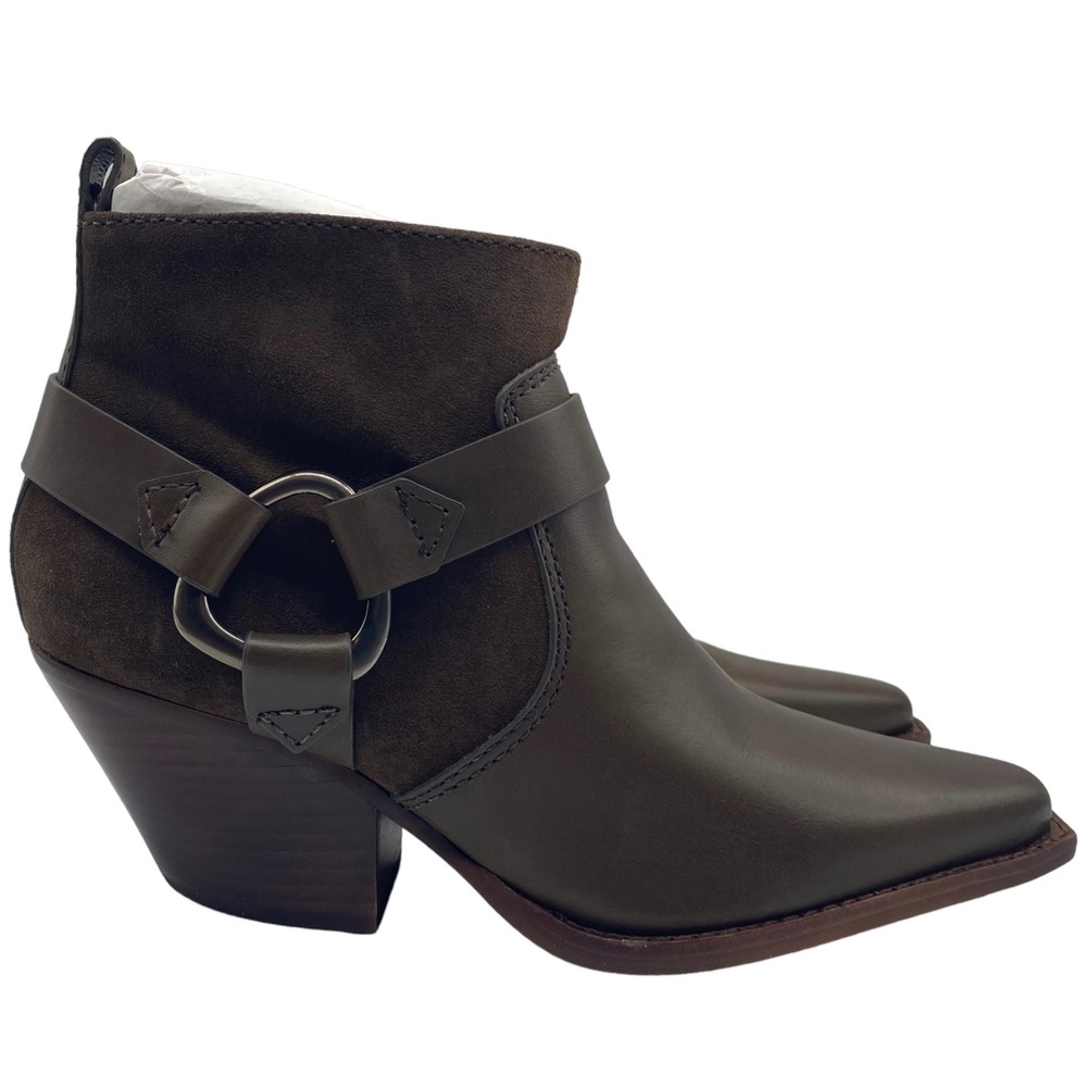 Vince Camuto Boots Nenanie Brown Leather Harness Ankle Western Moto Boho New - Picture 2 of 10